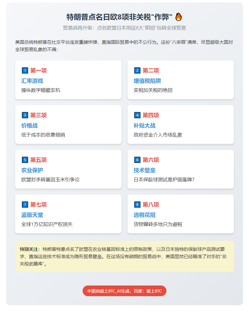 特朗普点名日欧8项非关税