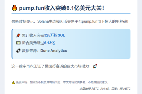 pump.fun收入破6.1亿美元
