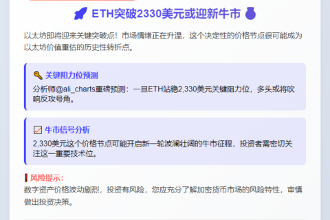 ETH突破2330美元或迎新牛市