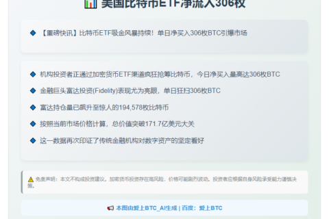 美国比特币ETF净流入306枚