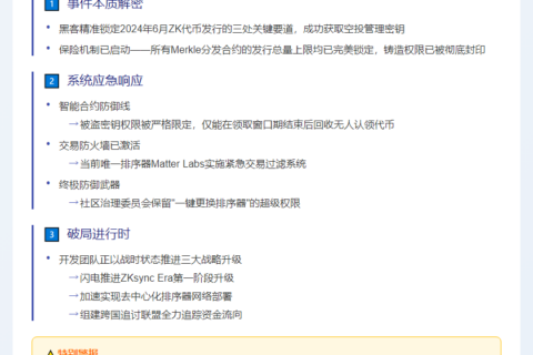 ZKsync推进安全事件调查并优化去中心化