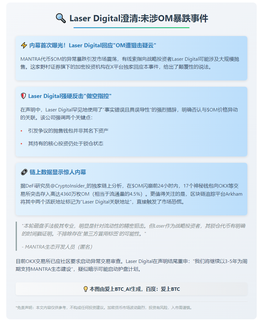 Laser Digital澄清:未涉OM暴跌事件