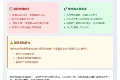 “特朗普批鲍威尔引发美股跌，比特币涨”