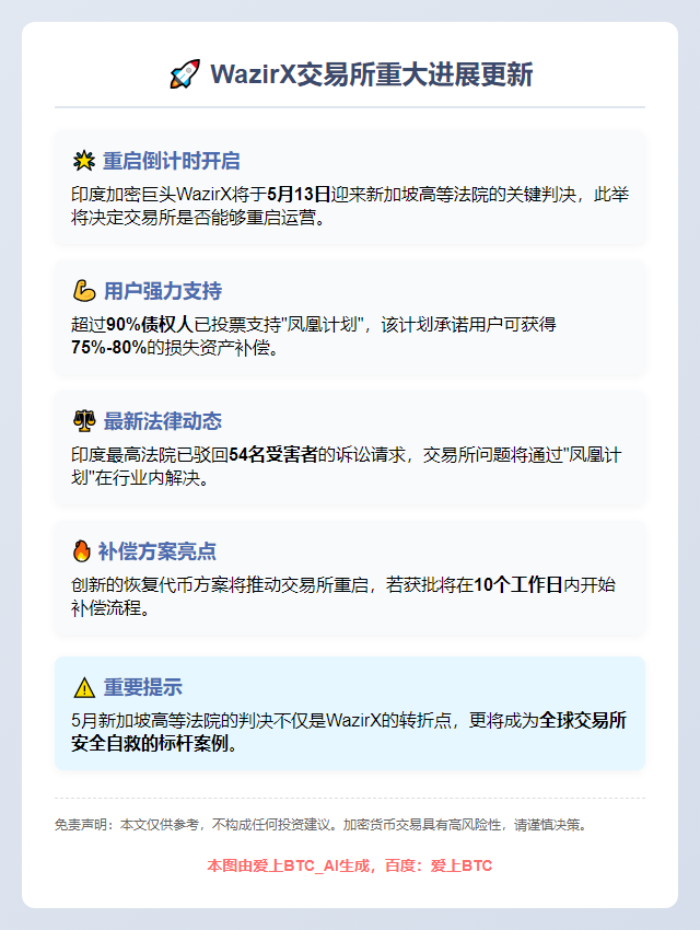 WazirX拟5月重启 待新法院批准