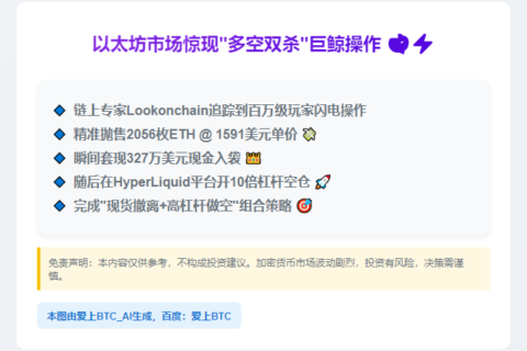 巨鲸1591美元卖出2056ETH并做空