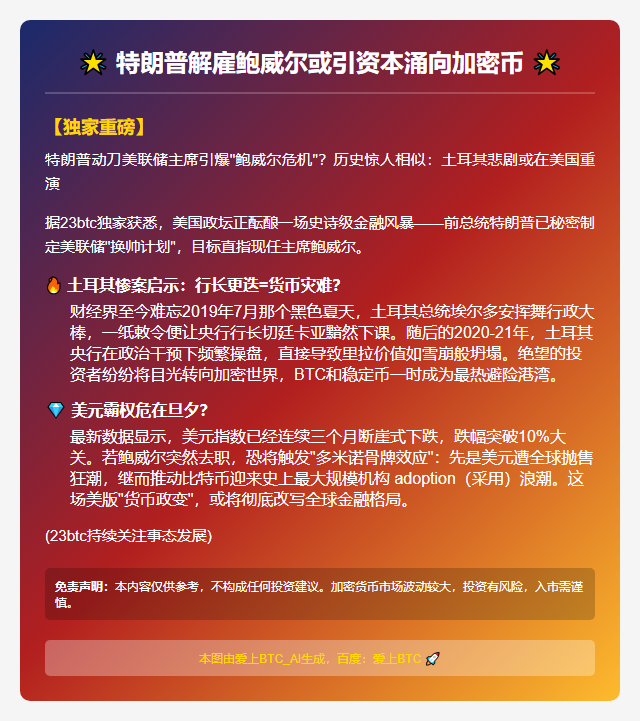 特朗普解雇鲍威尔或引资本涌向加密币