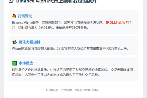 Binance Alpha代币上架引发短时飙升