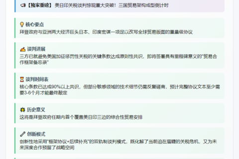 白宫接近与日印达成关税协议