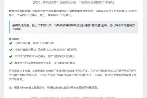 特斯拉暂停加密货币交易 持10亿美元比特币