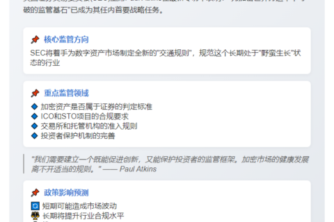 美国SEC主席：优先监管数字资产