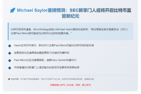 Michael Saylor：美SEC主席看好比特币