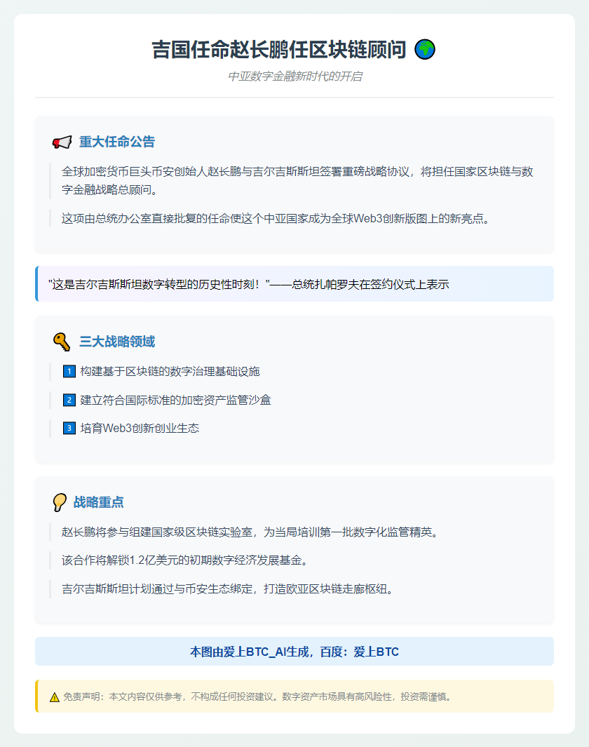 吉国任命赵长鹏任区块链顾问