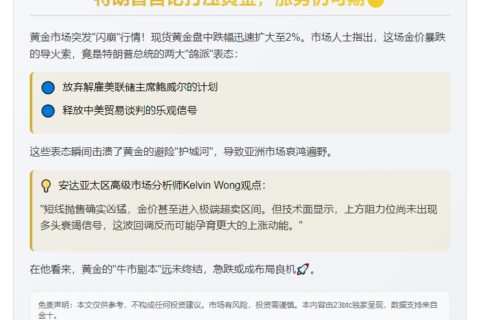 特朗普言论打压黄金，涨势仍可期