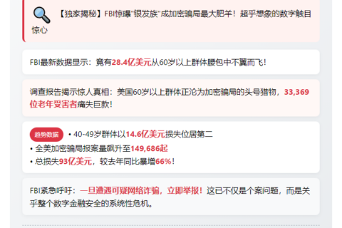老年人因加密骗局损失30亿