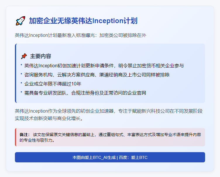 加密企业无缘英伟达Inception计划