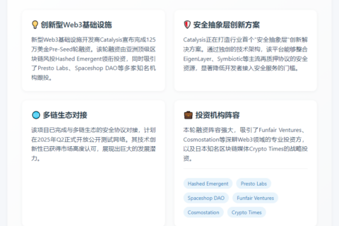 Catalysis完成125万美元融资，Hashed Emergent领投