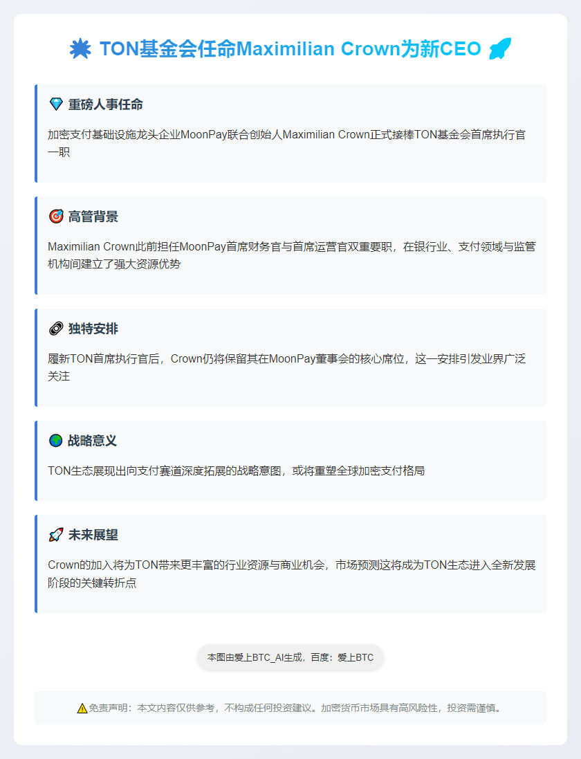 TON基金会任命Maximilian Crown为新CEO