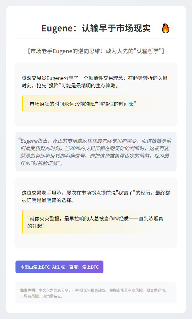 Eugene：认输早于市场现实