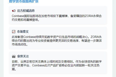 Coinbase将上线ZORA永续合约