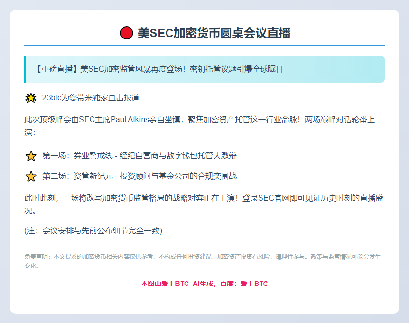 美SEC加密货币圆桌会议直播