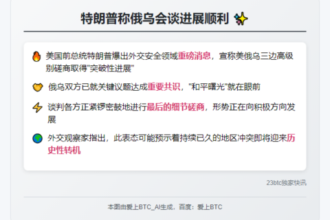 特朗普称俄乌会谈进展顺利