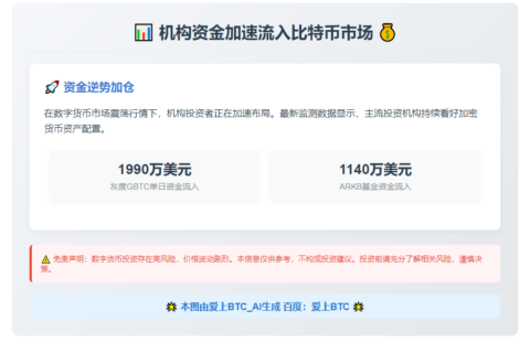 灰度BTC流入1990万，ARKB1140万