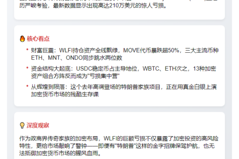 特朗普家族加密项目WLFI亏损210万