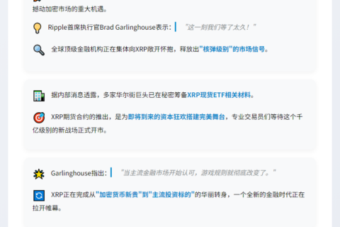 Ripple CEO：XRP期货推动现货ETF