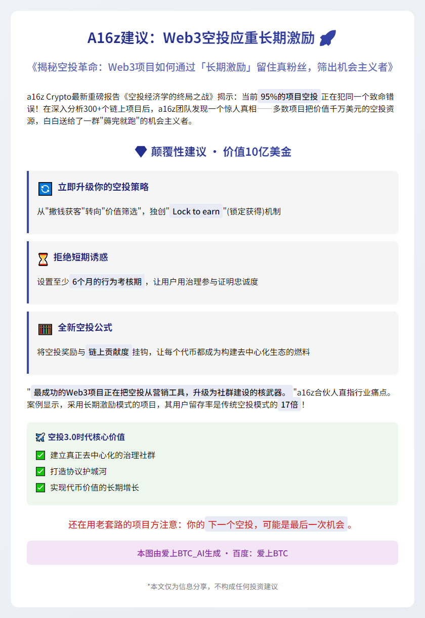 A16z建议：Web3空投应重长期激励