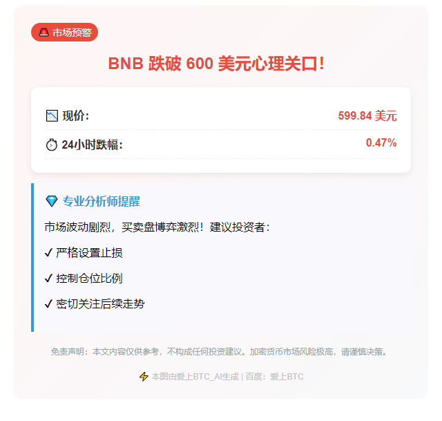 BNB跌破600美元