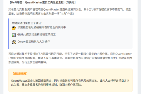 QuantMaster遭盗，已报案