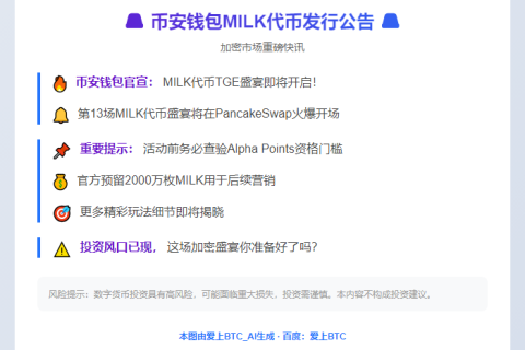 币安钱包4月29日发行MILK代币