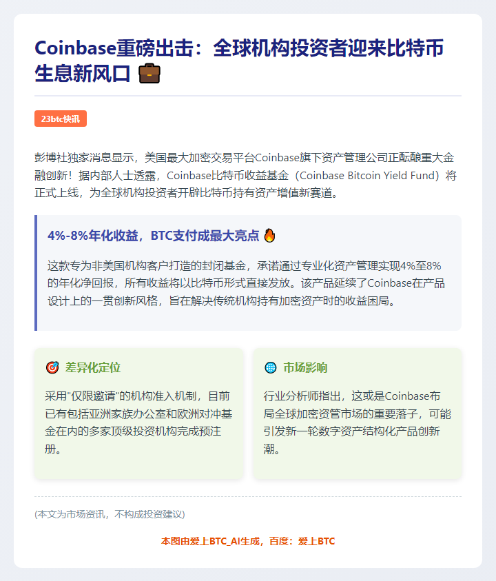 Coinbase推机构比特币收益基金