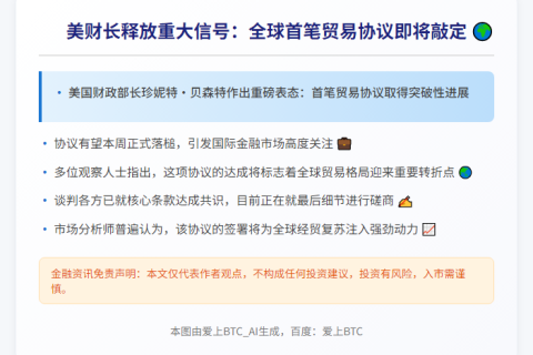 美财长：首笔贸易协议最快本周达成