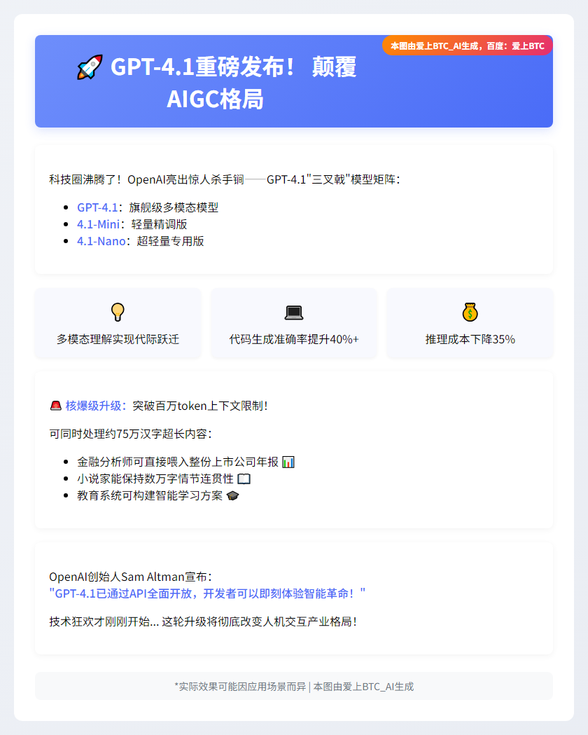 重磅！GPT-4.1震撼发布