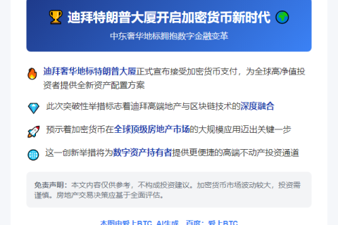 迪拜特朗普大厦支持加密支付