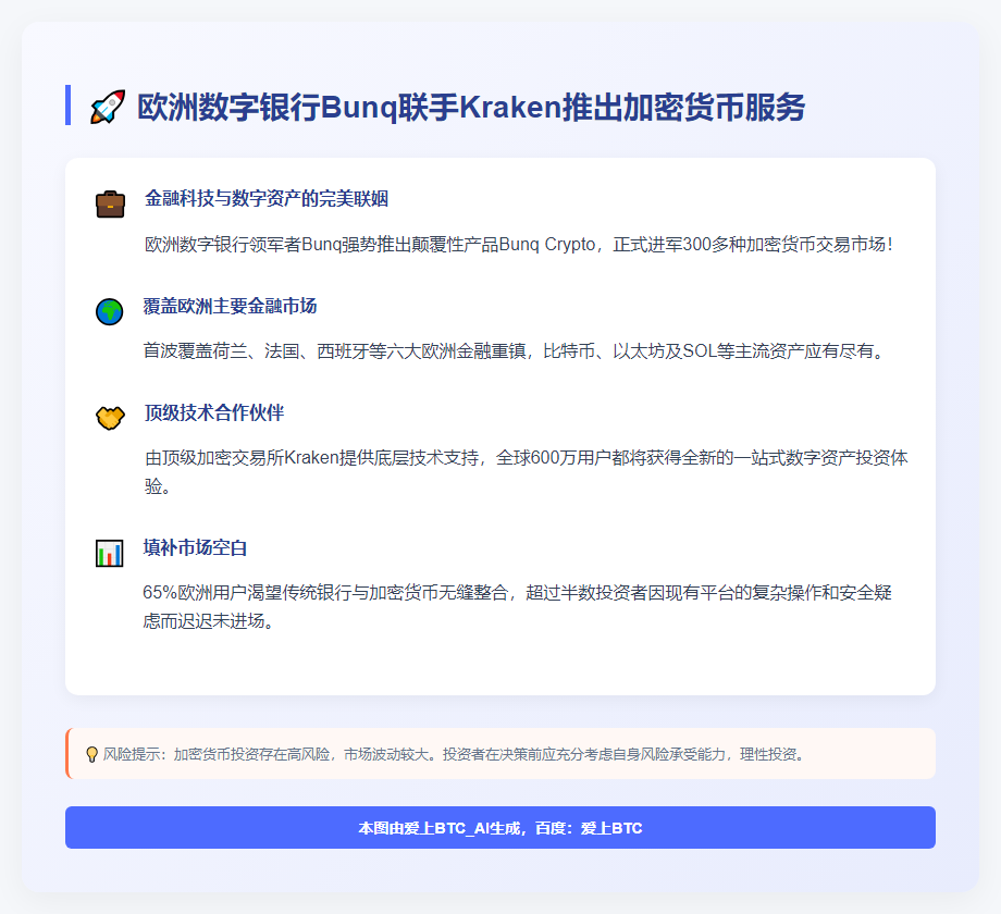 欧洲数字银行Bunq联手Kraken推加密货币服务