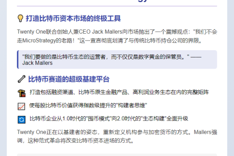 Twenty One CEO：打造比特币资本市场的终极工具