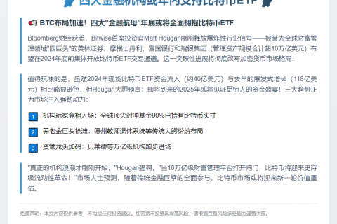 四大金融机构或年内支持比特币ETF