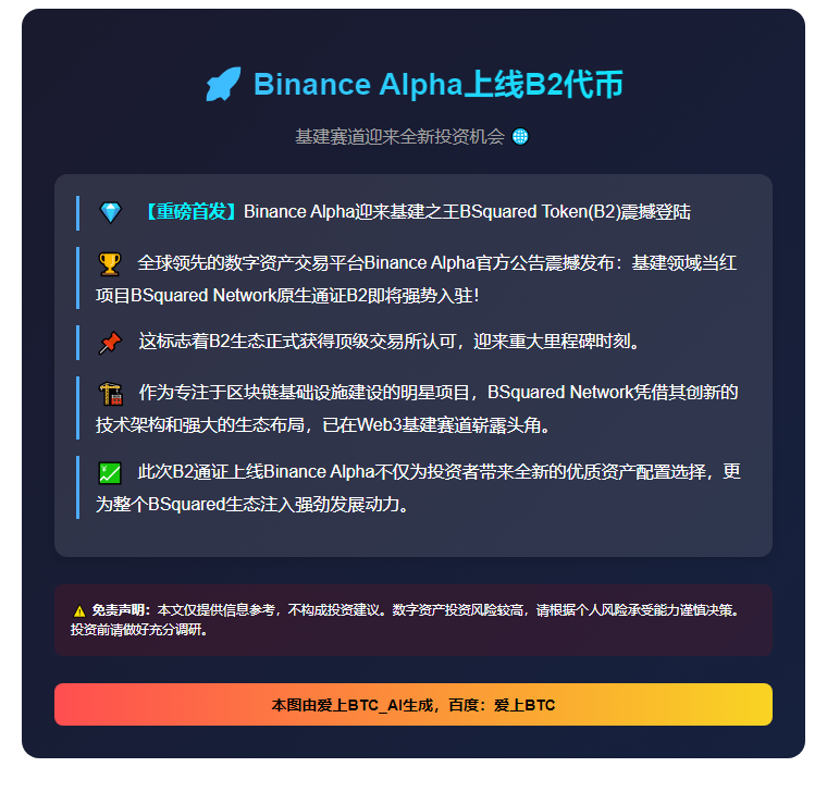 Binance Alpha上线B2代币