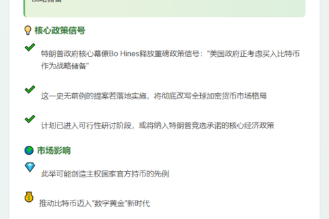 特朗普顾问：关税收入或购比特币
