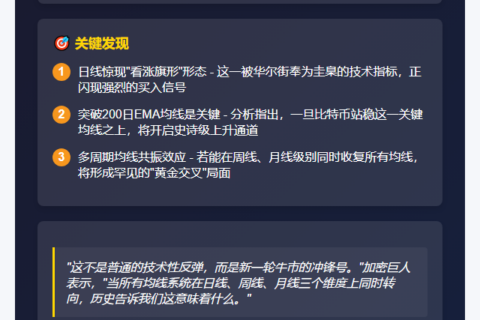 比特币现看涨旗形，涨势或起