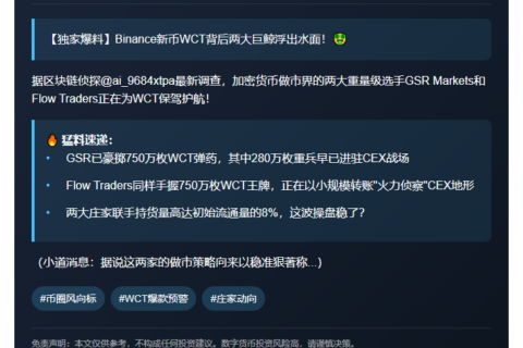 WCT两大做市商：GSR与Flow Traders