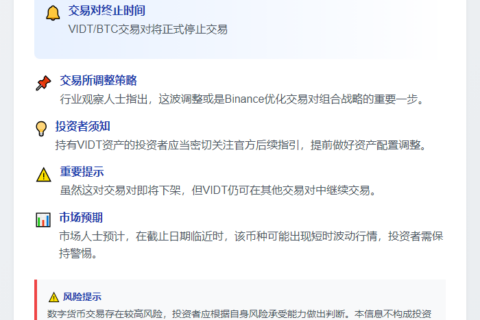 币安下架VIDT/BTC交易对