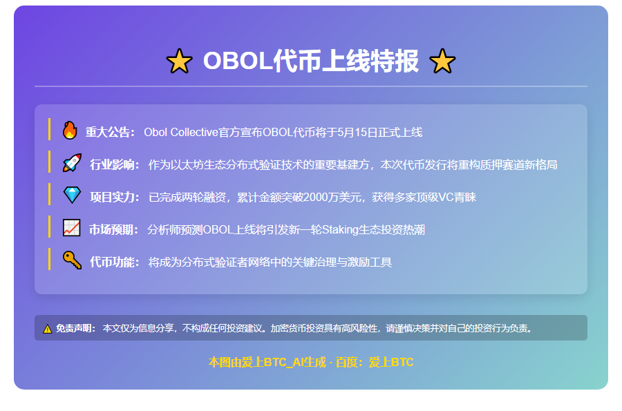 Obol代币OBOL 5月15日上线