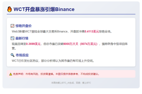 WCT开盘0.41美元后回落