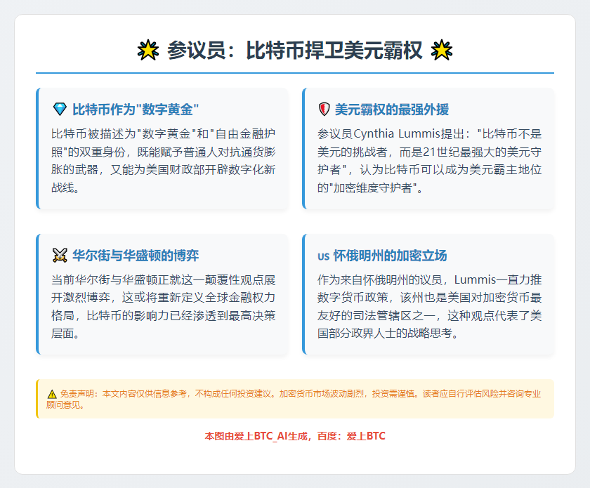 参议员：比特币捍卫美元霸权