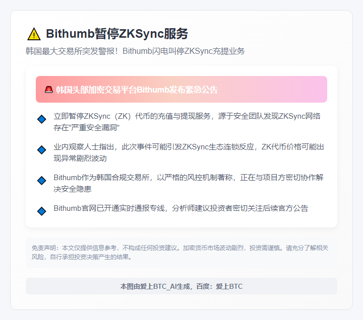 Bithumb暂停ZKSync服务