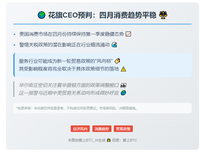 花旗CEO：4月消费趋势平稳