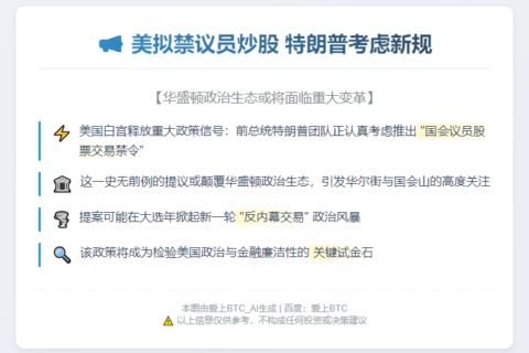 美拟禁议员炒股 特朗普考虑新规